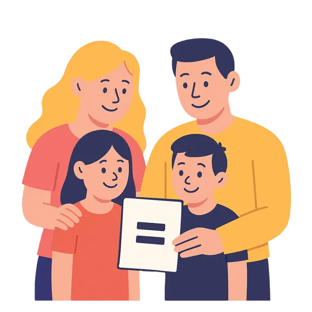 Familia orri bat eusten, berdin zeinuarekin